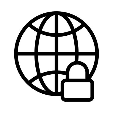 vektör ince çizgi simgesini kilitle 