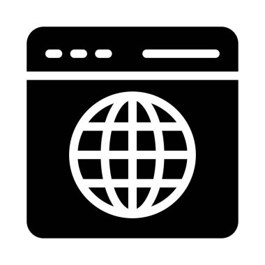 tarayıcı vektörü glyph düz simgesi 