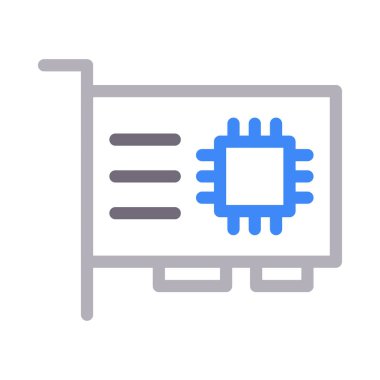 Grafik kart vektör renk çizgisi simgesi 