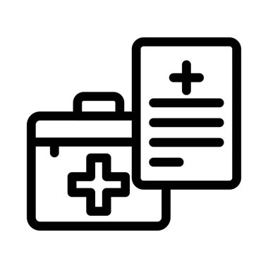 tıbbi kutu vektörü ince çizgi simgesi 