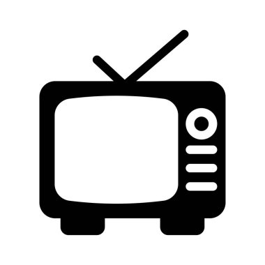 televizyon vektörü glyph düz simgesi 