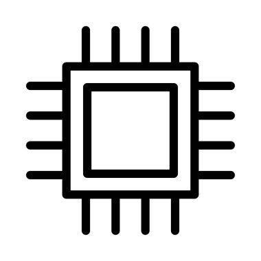 İşlemci vektörü ince çizgi simgesi