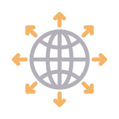 dünya vektör renk çizgisi simgesi