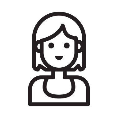 kız vektör ince çizgi simgesi