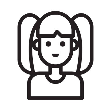 kız vektör ince çizgi simgesi