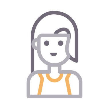 kız vektör renk çizgisi simgesi