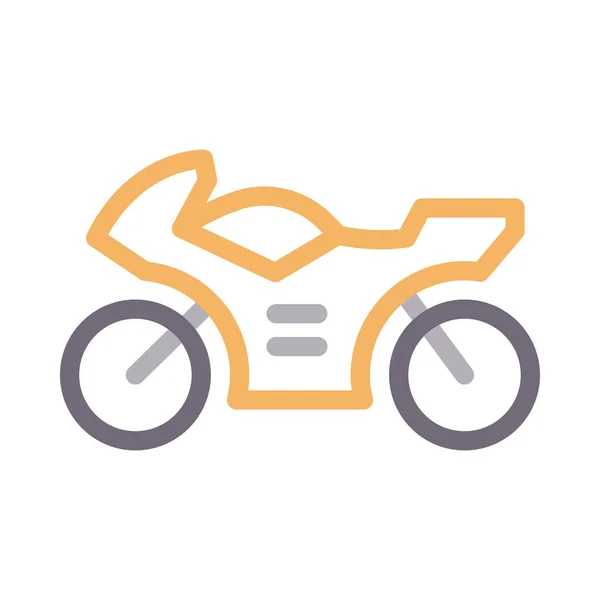 Motorfiets Vector Kleur Lijn Pictogram — Stockvector