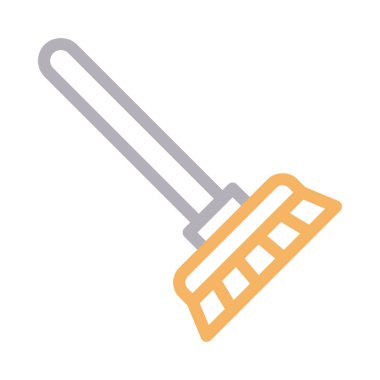 süpürge vektörü düz çizgi simgesi 