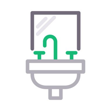 banyo vektörü düz çizgi simgesi  