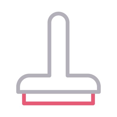 süpürge vektörü düz çizgi simgesi  