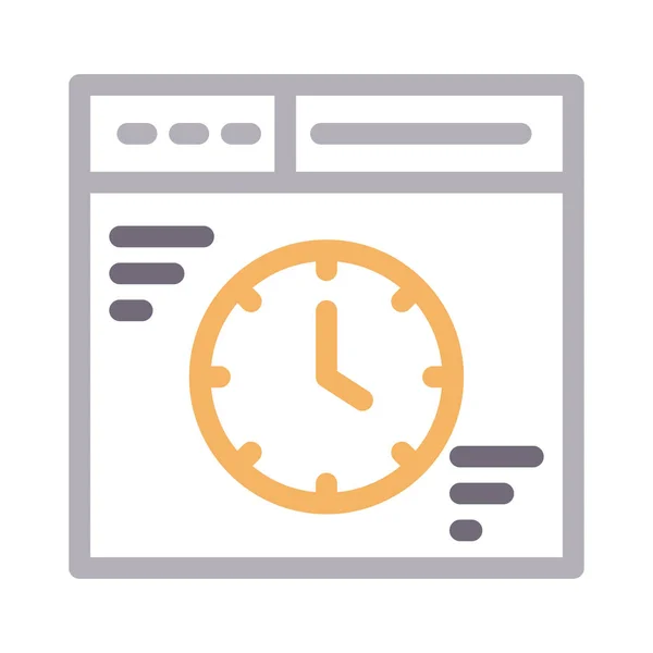 Clock Vector Flat Line Icon — Stock Vector