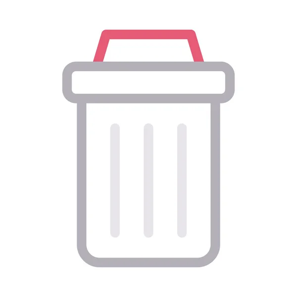 ゴミ箱のベクトルフラットカラーラインアイコン — ストックベクタ