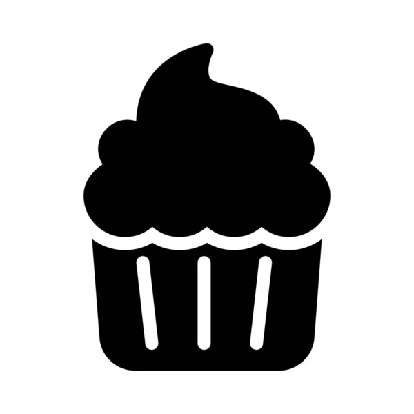 Cupcake Vecteur Glyphe Icône Plate — Image vectorielle