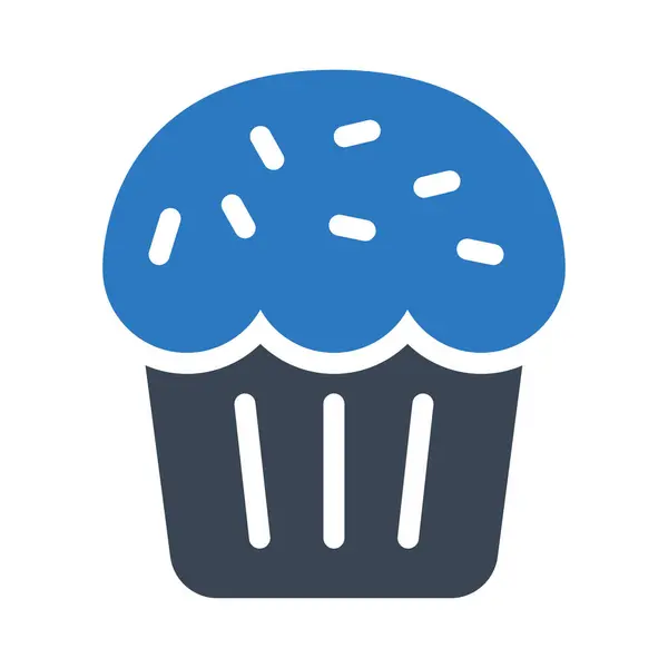 Ikona Barvy Vektorového Glyfu Cupcake — Stockový vektor