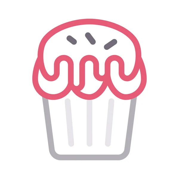 Muffin Icône Ligne Couleur Plate — Image vectorielle