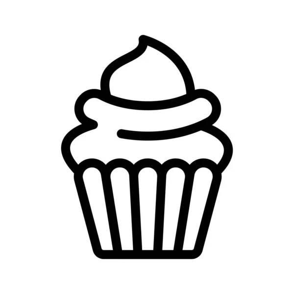 Cupcake Vektor Dünne Linie Symbol — Stockvektor