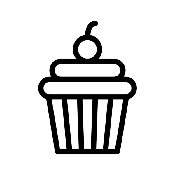 Muffin Vektor Thin Line Symbol — Stockvektor