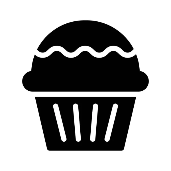 Cupcake Vektor Glyf Platt Ikon — Stock vektor