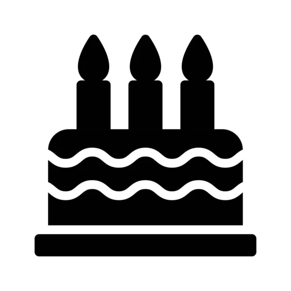 Cumpleaños Vector Glifo Icono Plano — Vector de stock