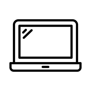 dizüstü bilgisayar vektörü ince çizgi simgesi