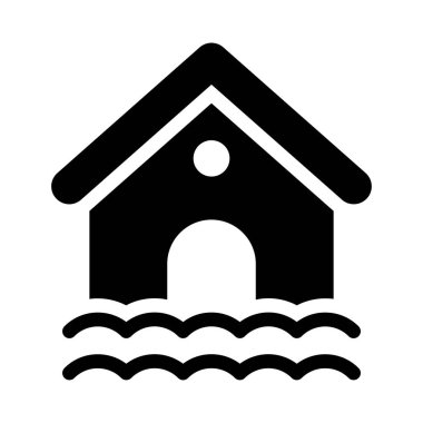 ev vektörü glyph düz simgesi