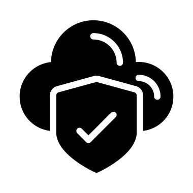 Güvenlik vektörü glyph düz simgesi