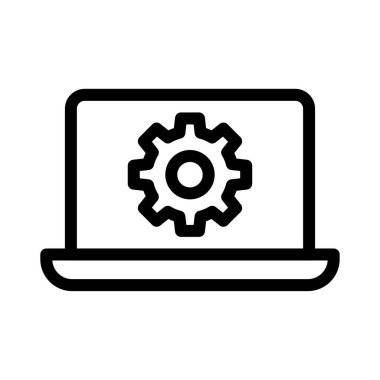 dizüstü bilgisayar vektörü ince çizgi simgesi