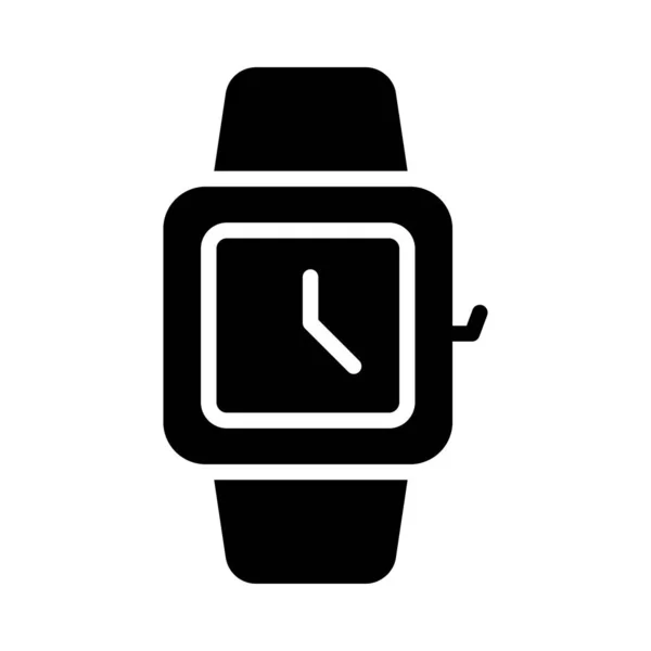 Reloj Vector Glifo Icono Plano — Vector de stock