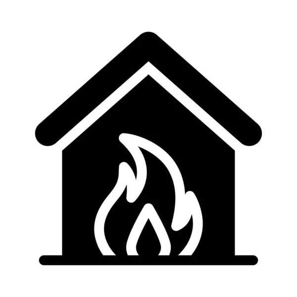 Fuego Vector Glifo Icono Plano — Vector de stock