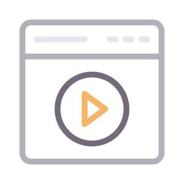 video vektörü düz renk çizgisi simgesi