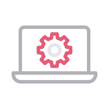 dizüstü bilgisayar vektörü düz çizgi simgesi