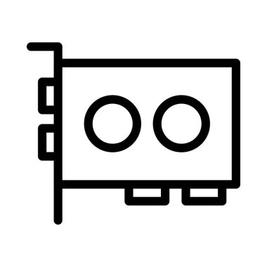 Grafik kart vektörü ince çizgi simgesi