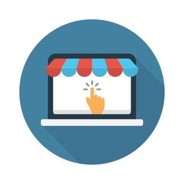 e ticaret vektörü düz renk simgesi 