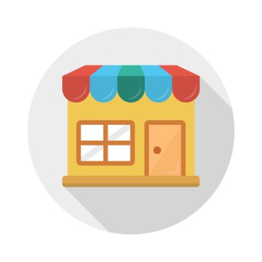 dükkan vektörü düz renk simgesi