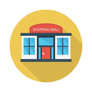 alışveriş merkezi vektörü düz renk simgesi
