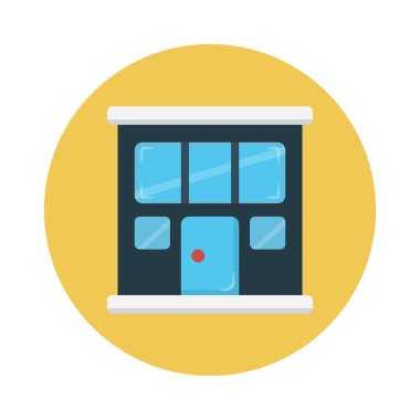 dükkan vektörü düz renk simgesi