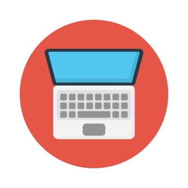 dizüstü bilgisayar vektörü düz renk simgesi