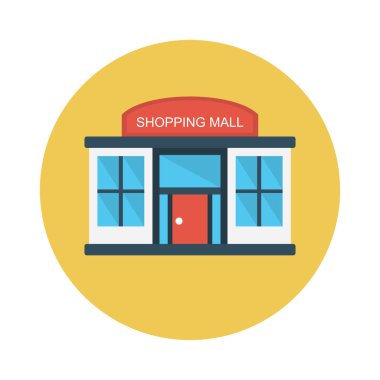 alışveriş merkezi vektörü düz renk simgesi