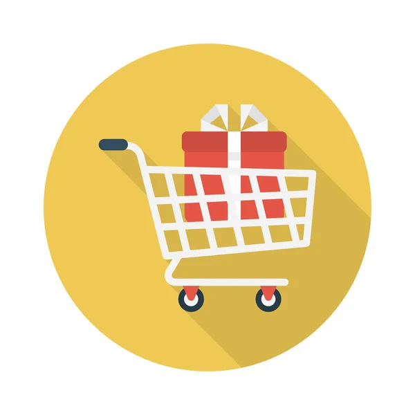 Vector Compras Icono Color Plano — Archivo Imágenes Vectoriales