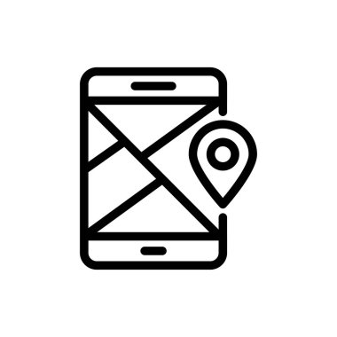 harita vektörü ince çizgi simgesi