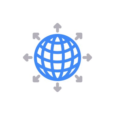 dünya vektör renk çizgisi simgesi