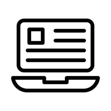 dizüstü bilgisayar vektörü ince çizgi simgesi