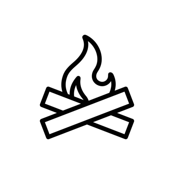 Bonfire Vector Thin Line Icon — Stok Vektör