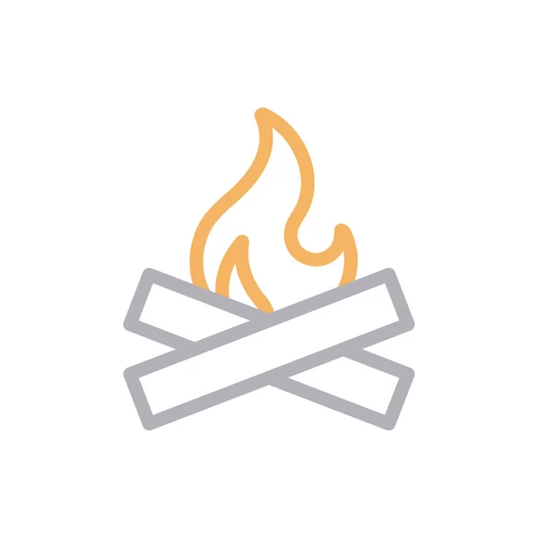 Bonfire Vector Color Line Icon — Stok Vektör