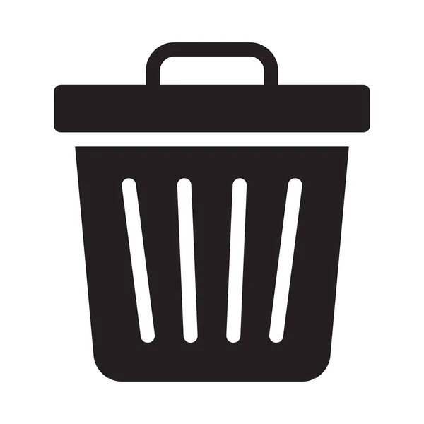 Trashcan Vector Glyph Plat Pictogram — Stockvector