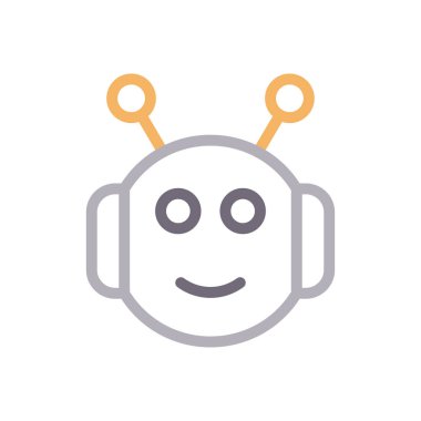 robot vektör renk çizgisi simgesi