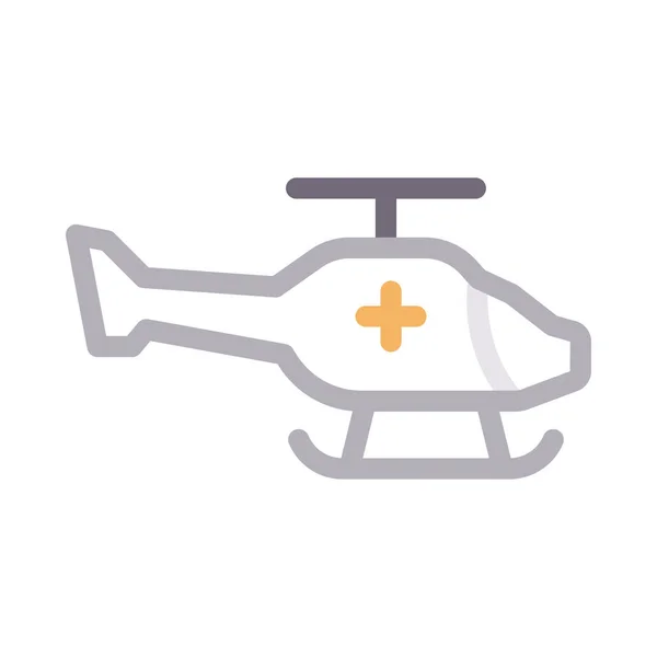 Helikopter Vektor Färg Linje Ikon — Stock vektor