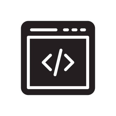 programlama vektörü gylph düz simgesi
