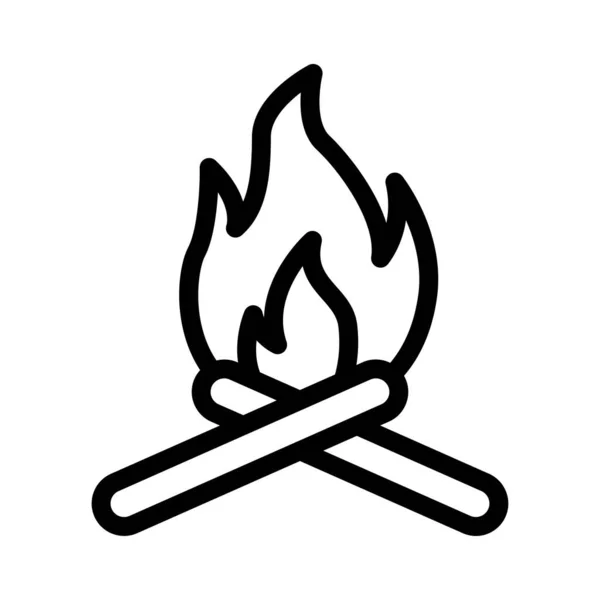 Bonfire Vector Thin Line Icon — Stok Vektör