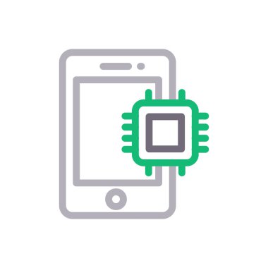 İşlemci vektör renk çizgisi simgesi